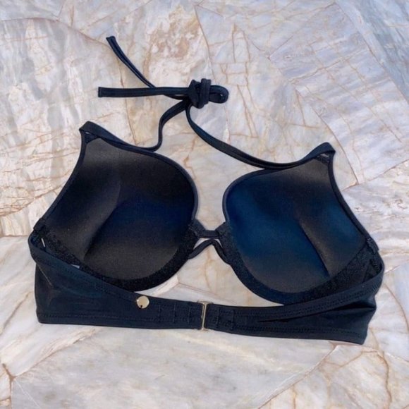 36A Halter BOMBSHELL ADD 2 CUPS Swimsuit  Black Bikini Swim Top New - Picture 6 of 7